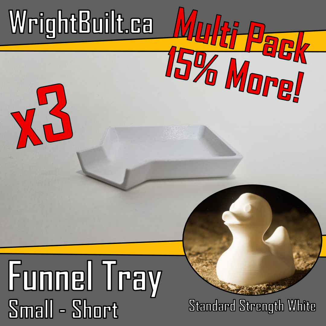 Funnel Tray - Small & Short - Standard Strength White Plastic - Sorting & Organizing Tool - 3 Pack